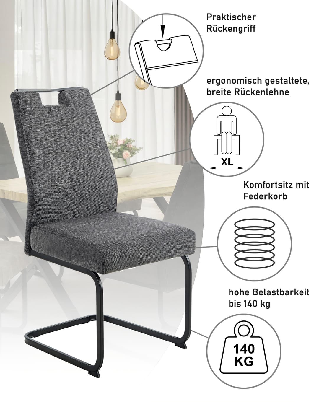 HELA Freischwinger KERTIN | Grau