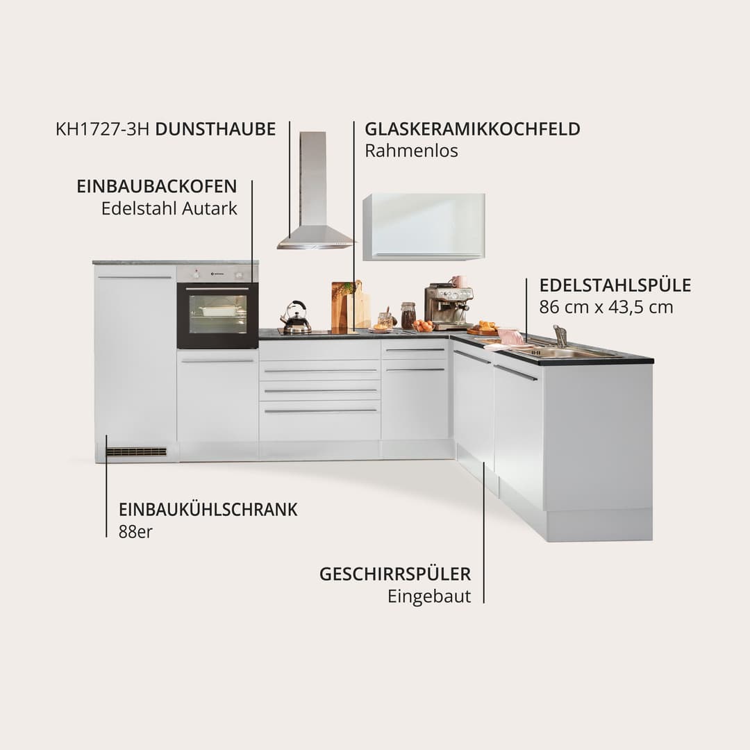 BASIC by Balculina Winkelküche Jazz | Weiß