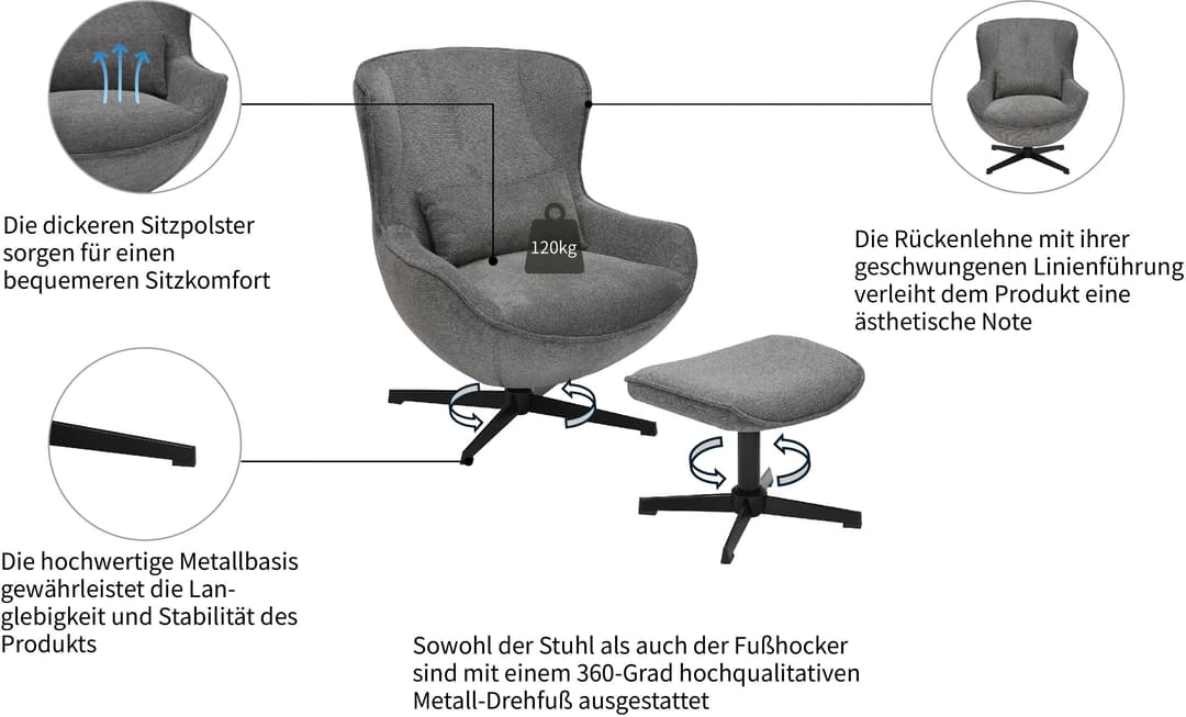 OTTO home Sessel YOLLI Relaxsessel | Grau