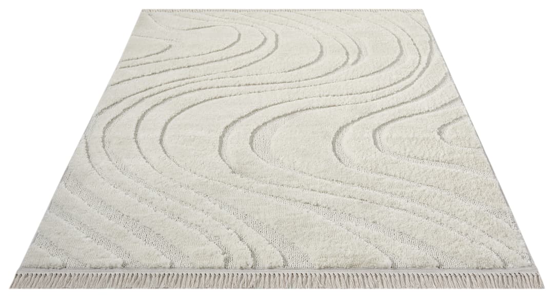 homsy by Ana Johnson Teppich Waavy mit Fransen | Beige