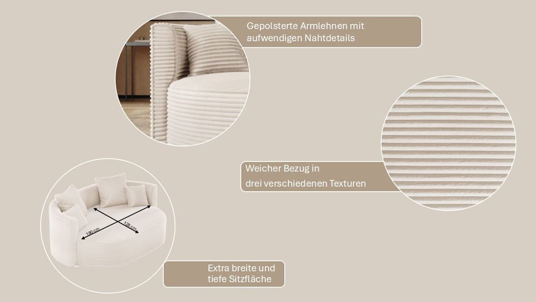 LeGer Home by Lena Gercke ISALIE 2,5-Sitzer Loungesofa | Rosa
