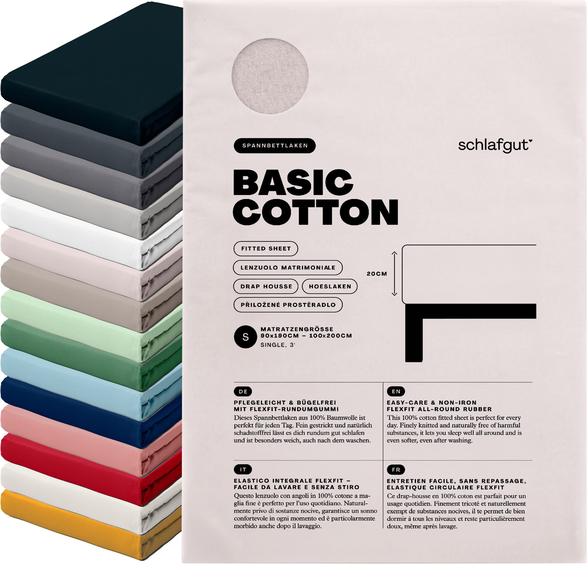 Schlafgut Basic Cotton Spannbettlaken | Beige