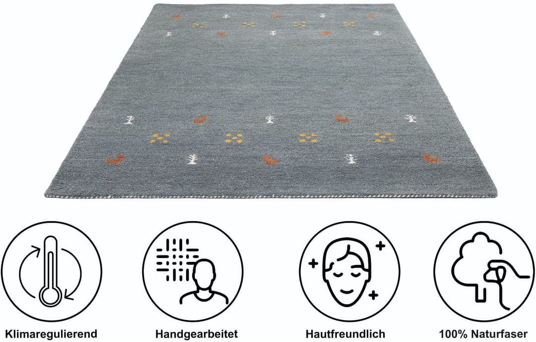 THEKO Wollteppich Gabbeh Motiv | Blau