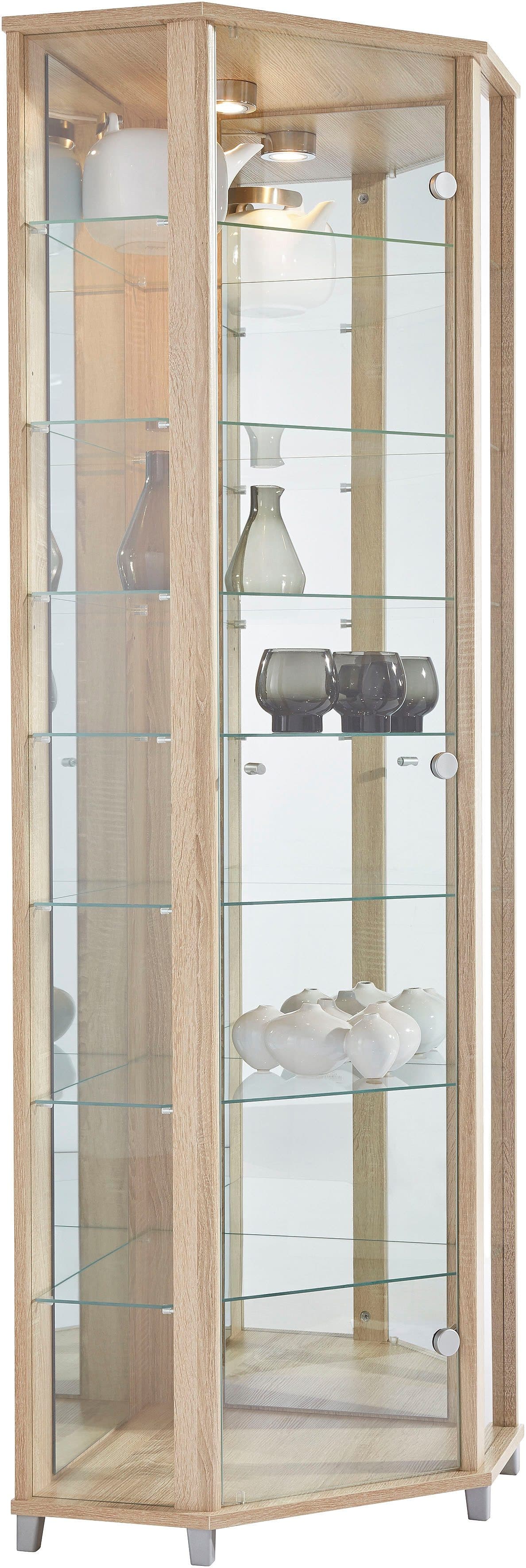 fif möbel Eckvitrine TRIO | Holztöne