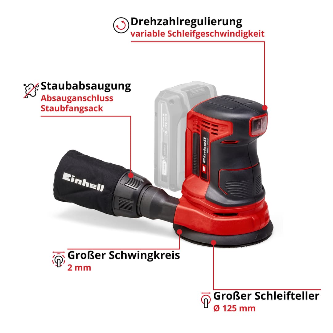 Einhell Exzenterschleifer TE-RS 18 Li - Solo | Rot