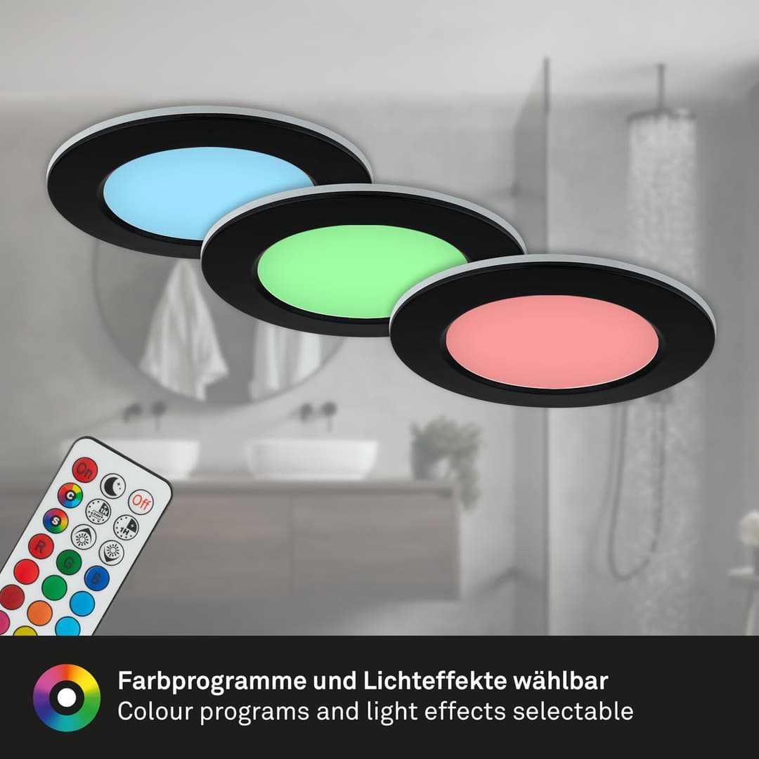 Briloner Leuchten LED Einbauleuchte 3er Set | Schwarz