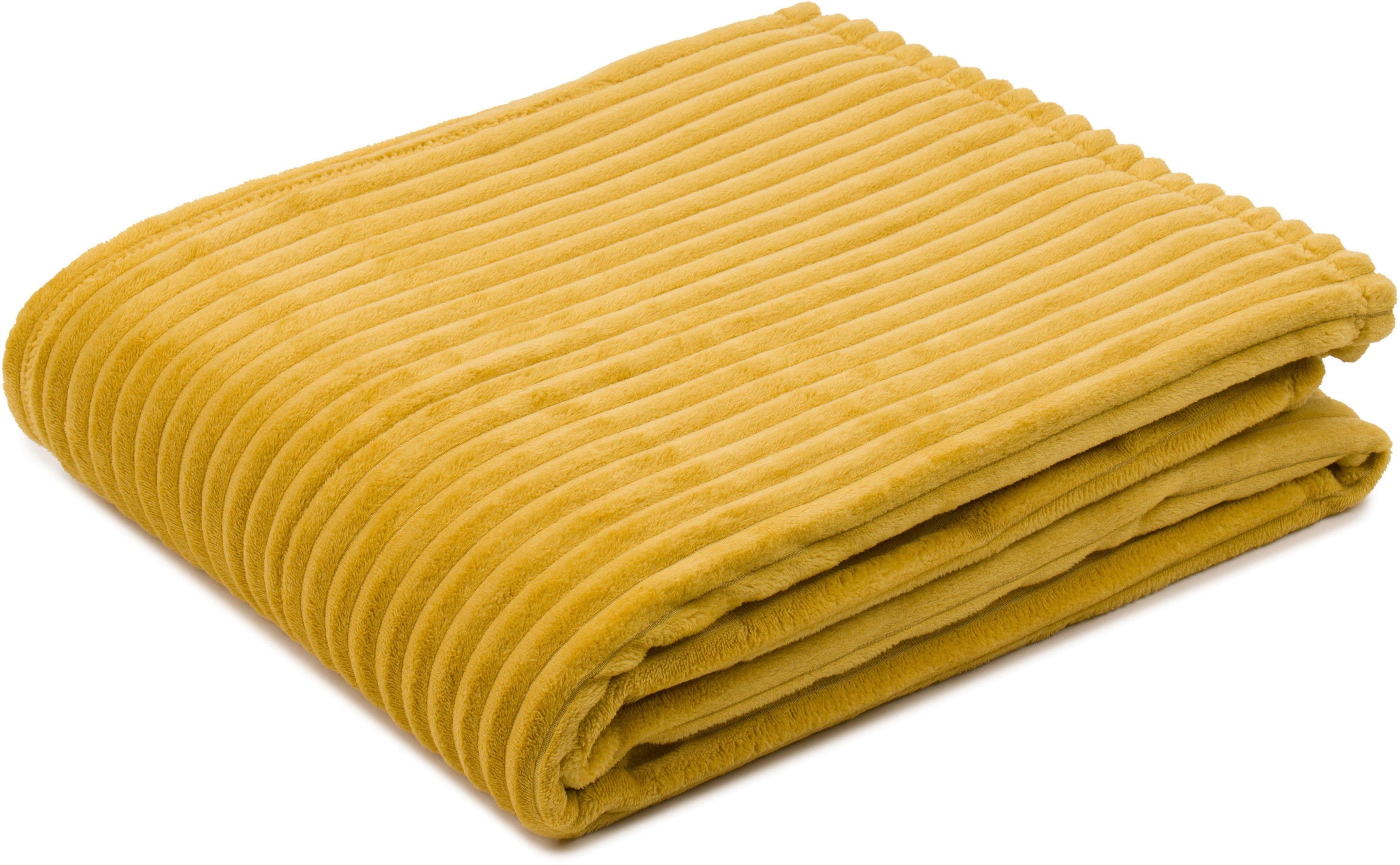 Gözze Feincord Kuscheldecke | Gelb