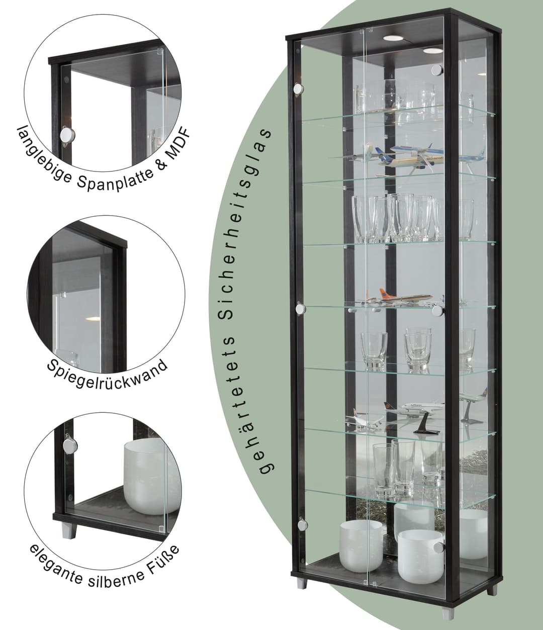 fif möbel Vitrine OPTIMA | Schwarz