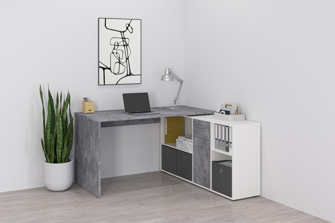 FMD Eckschreibtisch Lexo | Grau