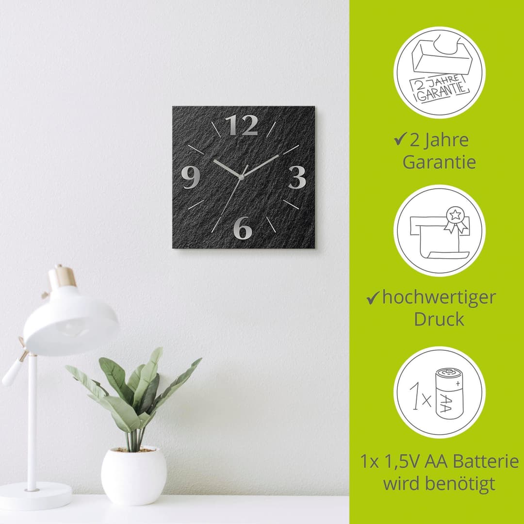 Artland Wanduhr Schiefer | Grau