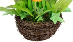 Kunstblume Tulpe im Weidenest | Mehrfarbig