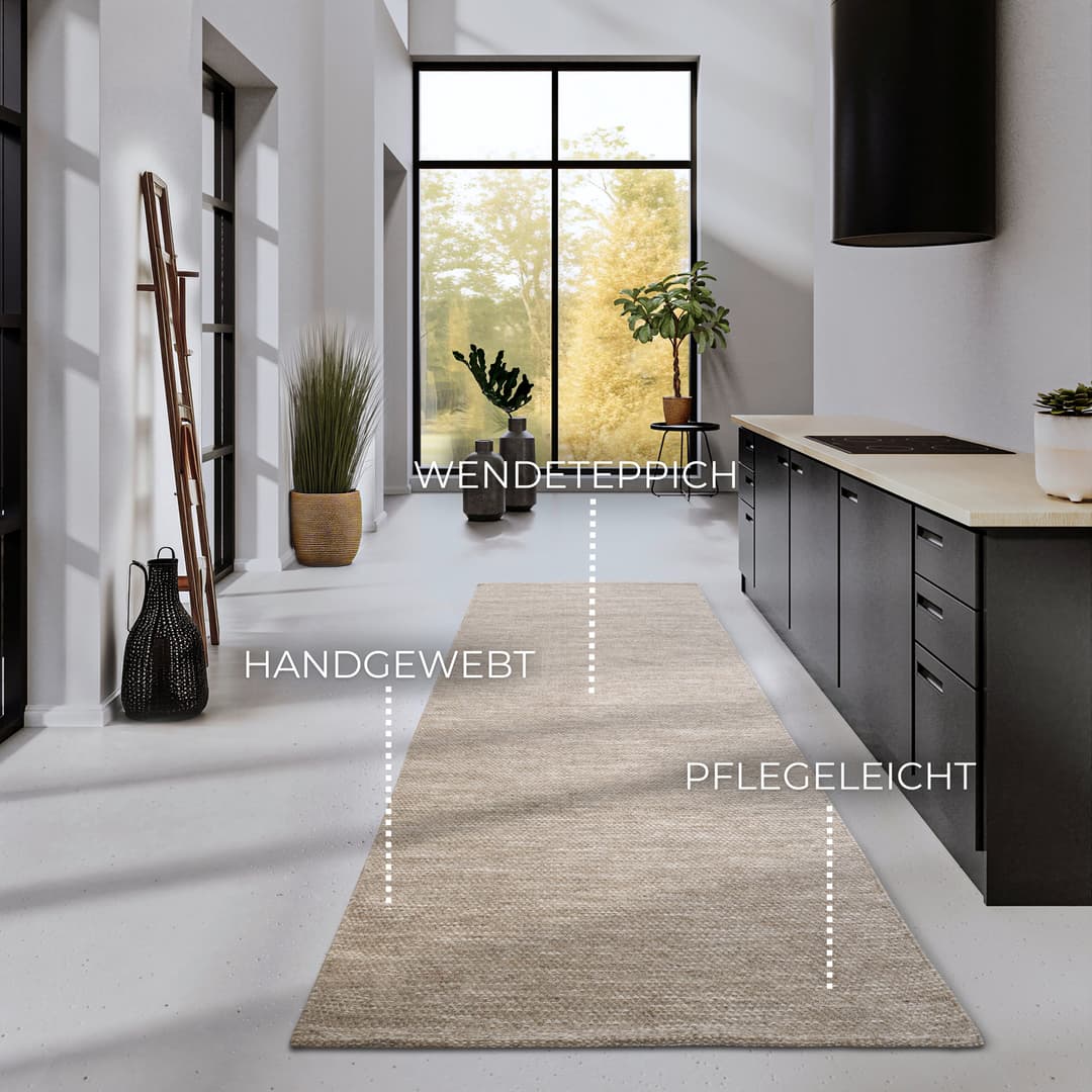 ELLE DECORATION Wollteppich Pradesh | Beige