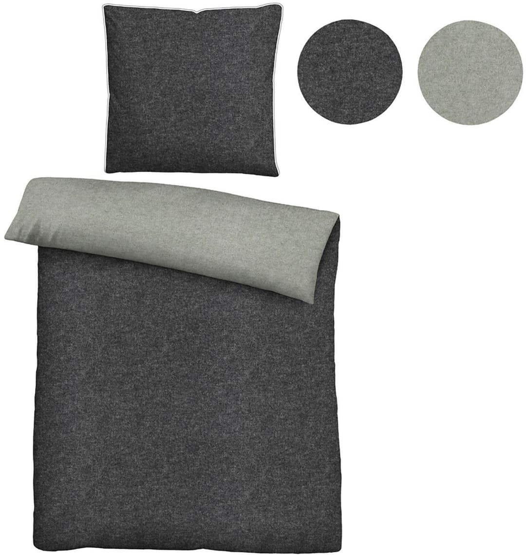 Biberna Wendebettwäsche Hermal Flanell | Grau