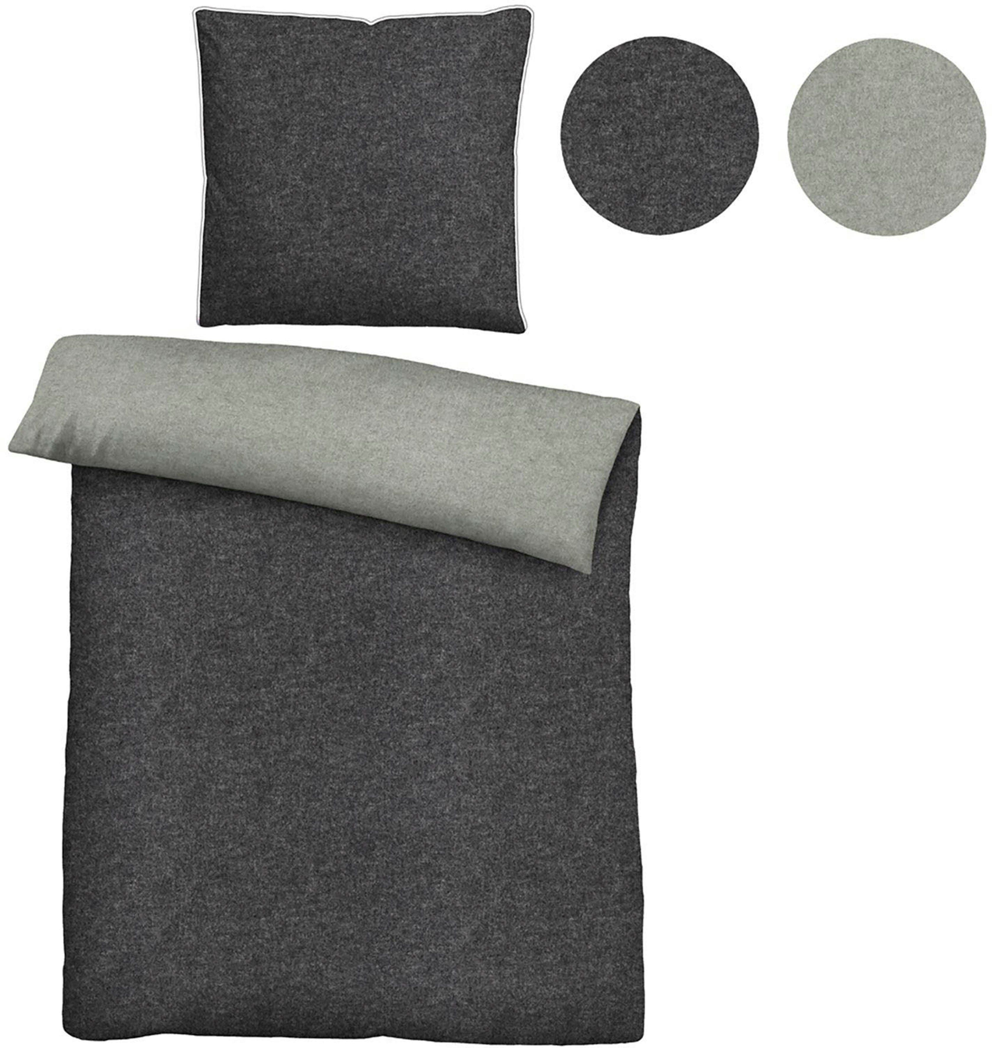 Biberna Wendebettwäsche Hermal Flanell | Grau