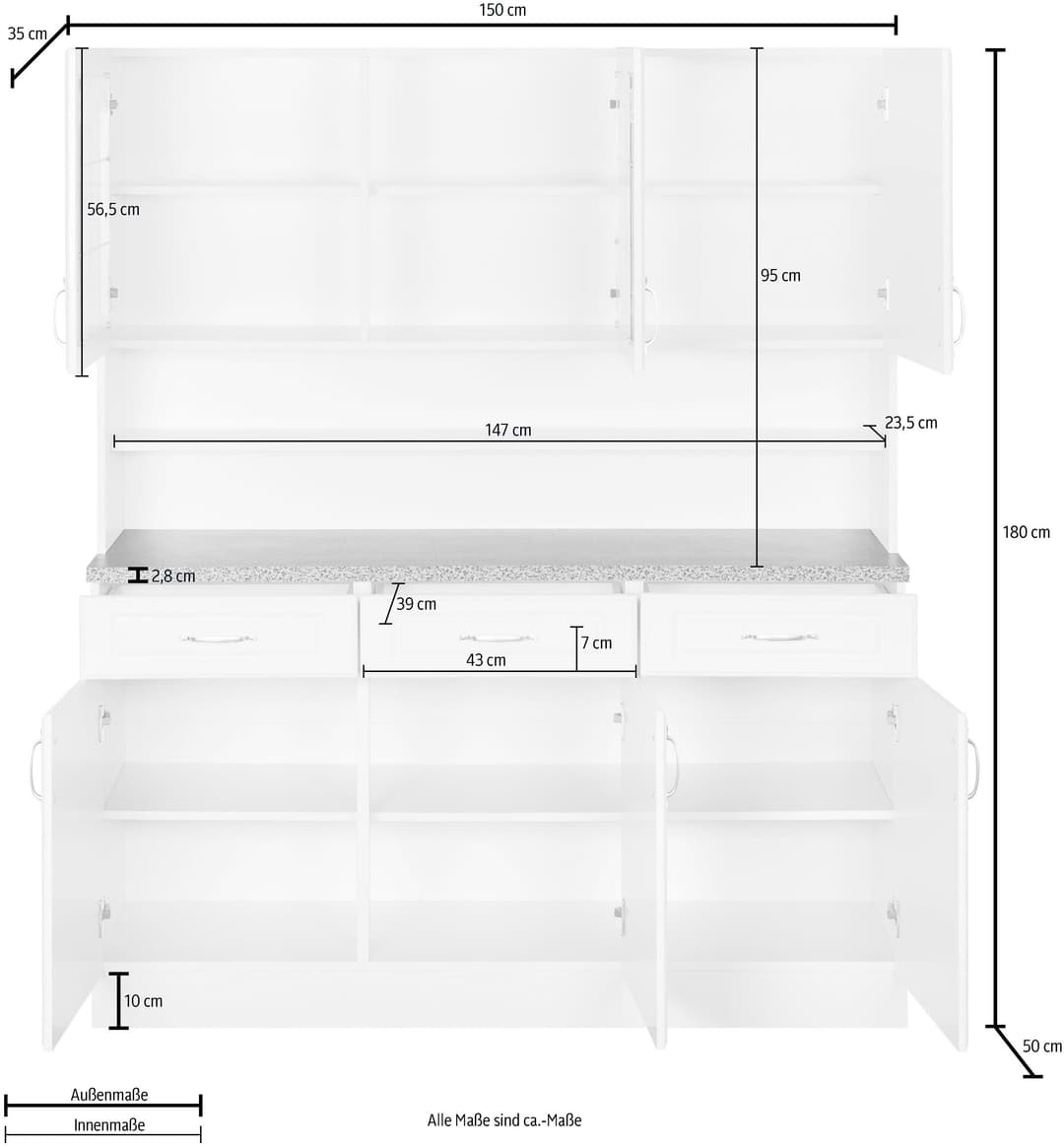 wiho Küchen Küchenbuffet Linz | Beige