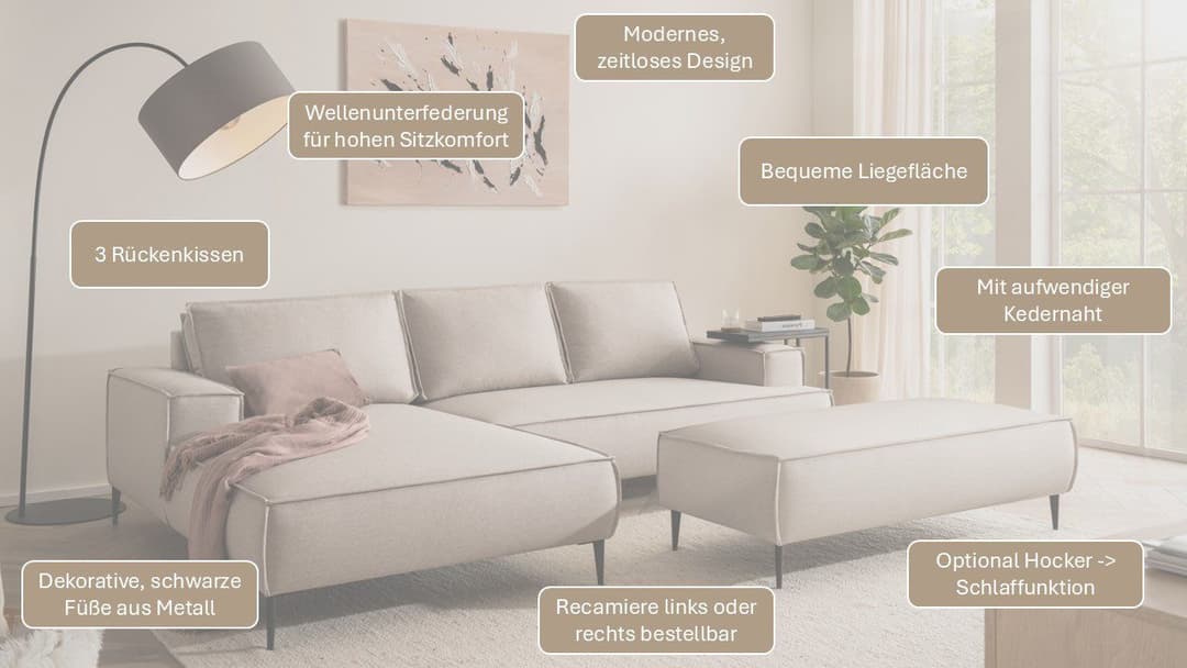 Home affaire Ecksofa TVINNU | Beige