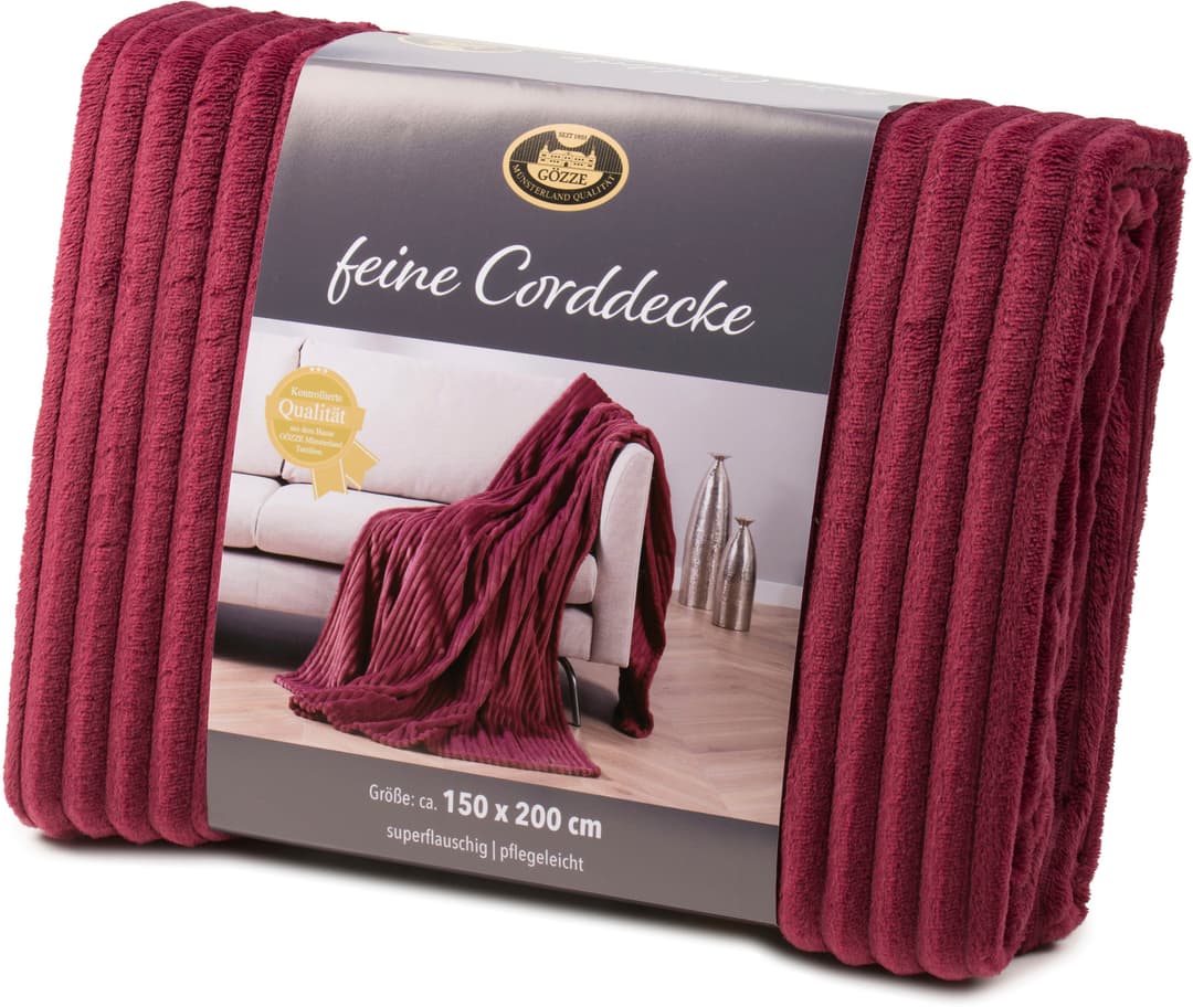 Wohndecke Feincord Kuscheldecke | Rot