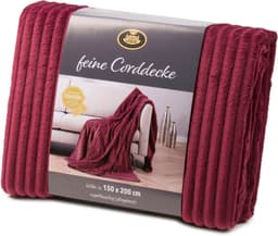 Wohndecke Feincord Kuscheldecke | Rot