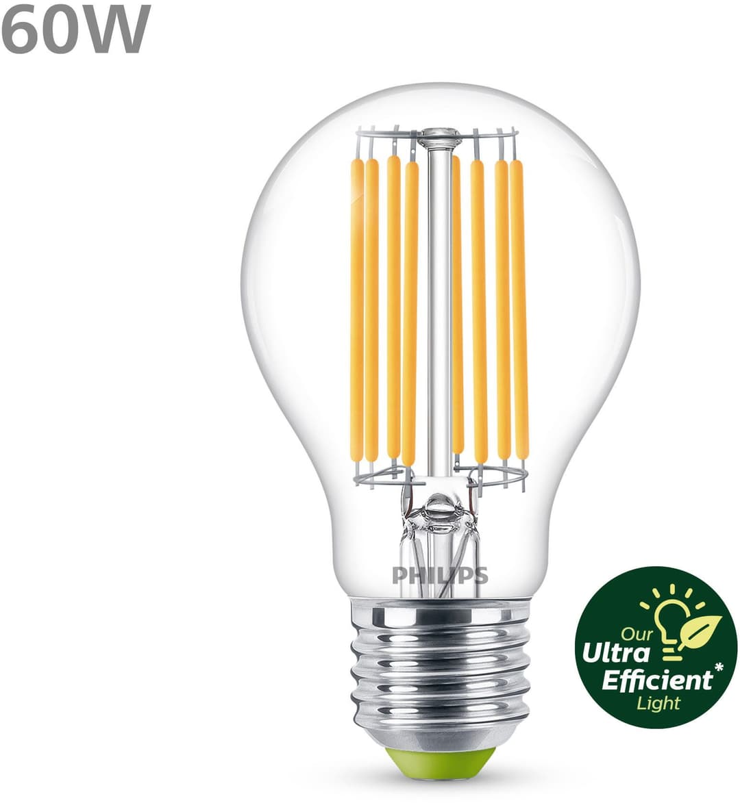 Philips LED-Leuchtmittel Ultra Efficient 60W A60 | Transparent