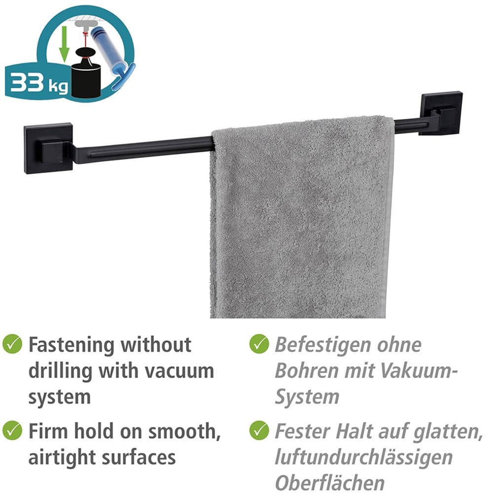 Wenko Handtuchstange Vacuum-Loc® Modell Quadro | Schwarz