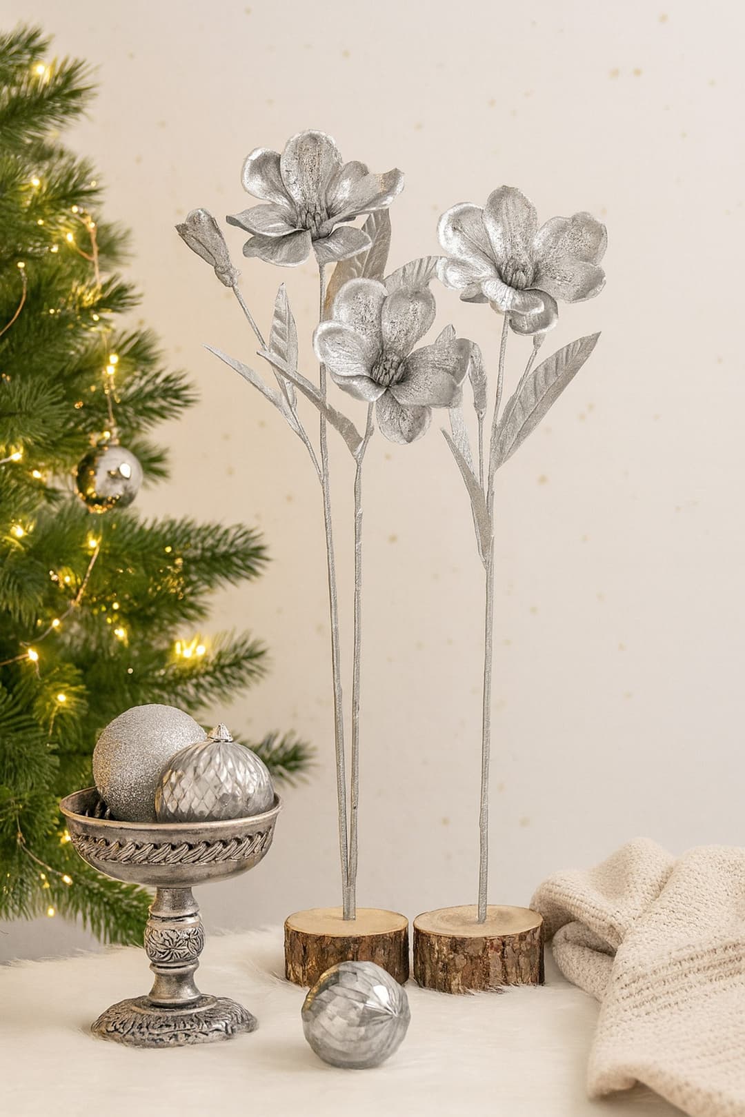Kunstblume Magnolie | Silber