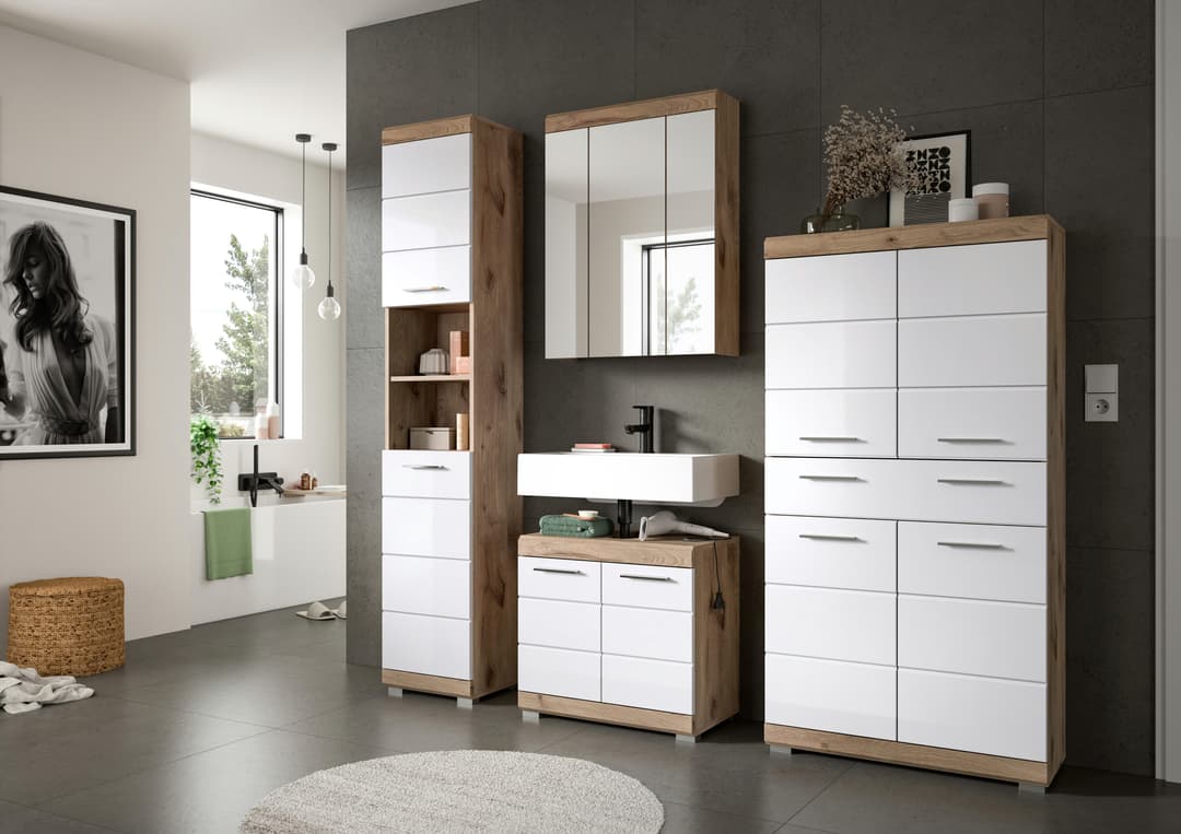 welltime Badezimmerspiegelschrank SIENA | Holztöne