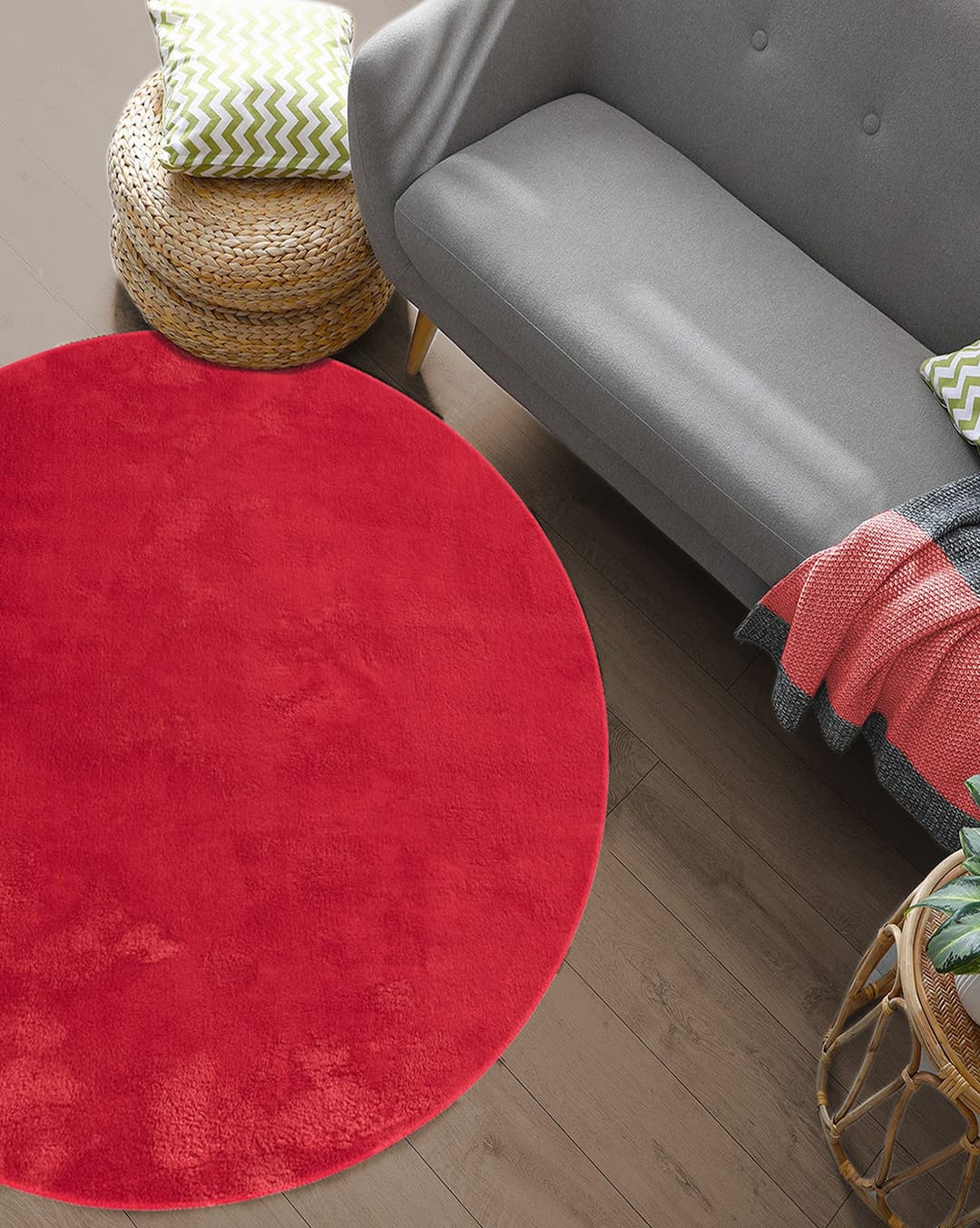 the carpet Teppich Relax round | Rot
