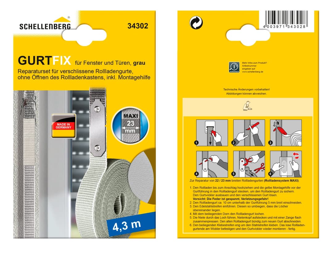 SCHELLENBERG Reparatur-Set Rollladen Gurtfix | Grau