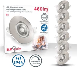 B.K.Licht LED Einbauleuchte 6er Set | Silber