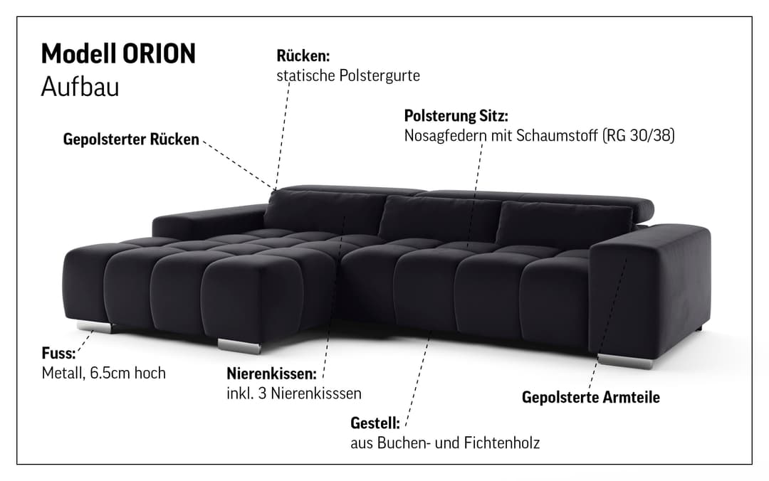 COTTA Ecksofa Orion L-Form | Beige