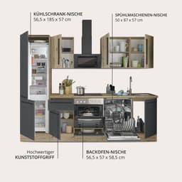 KOCHSTATION Küchenzeile KS-Florida | Schwarz