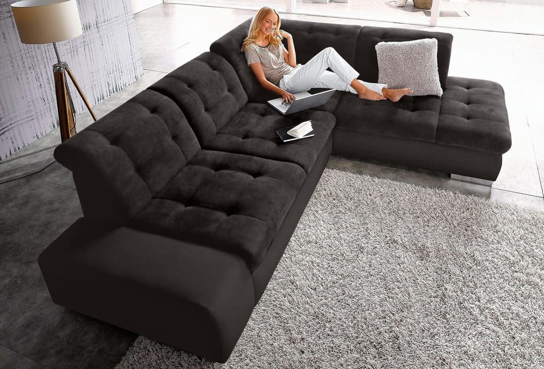 sit&more Ecksofa Pale L-Form | Schwarz