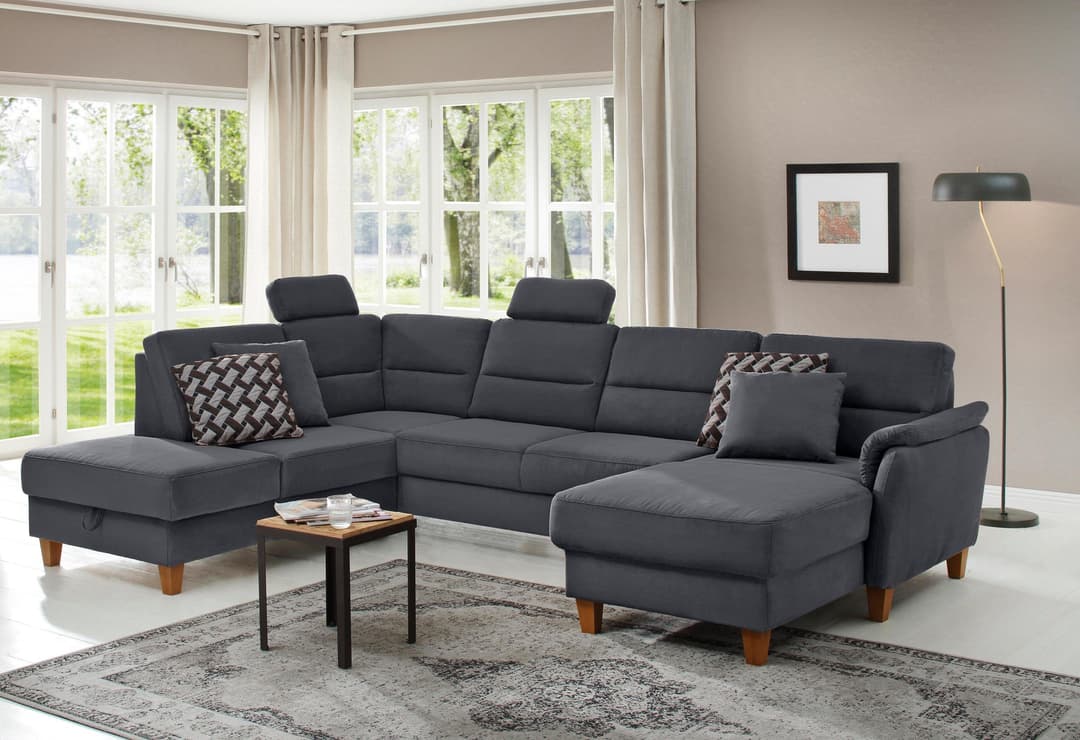 Home affaire Wohnlandschaft Palmera U-Form | Grau