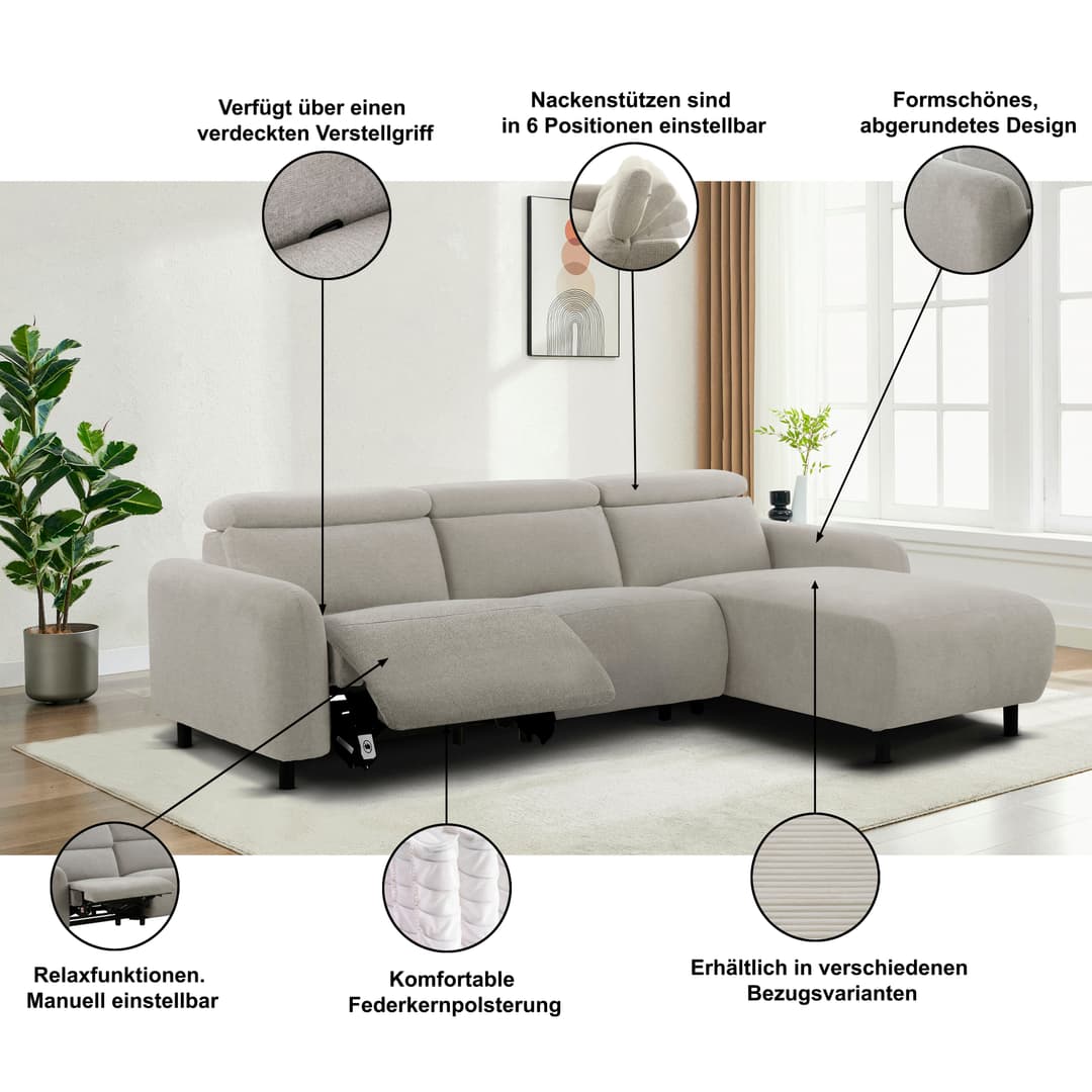 OTTO home Ecksofa SKAANE Struktur | Grau