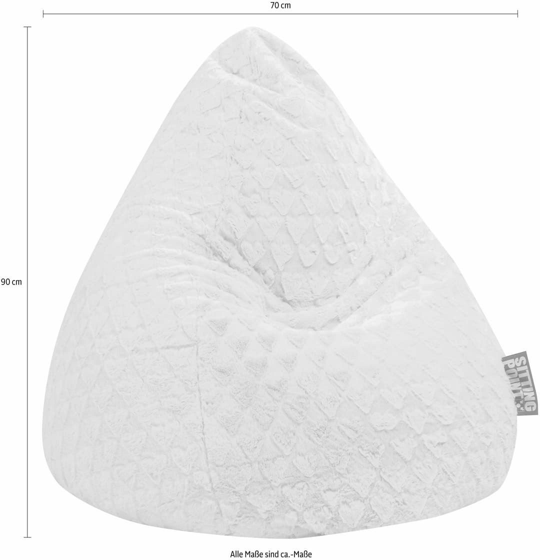 Sitting Point Sitzsack FLUFFY HEARTS L | Weiß