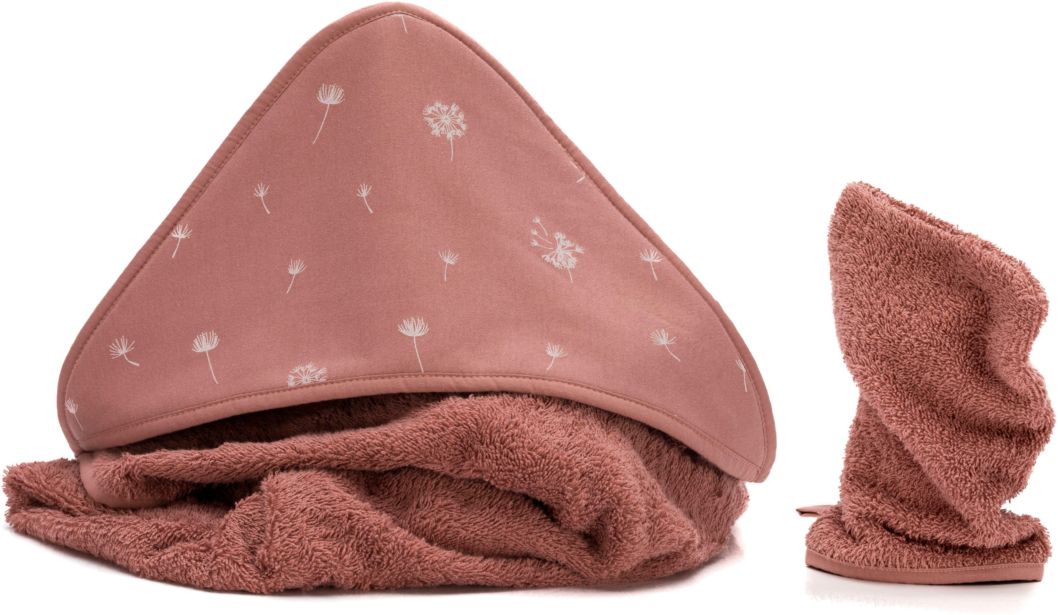 fillikid Kapuzenhandtuch mit Waschhandschuh | Rosa