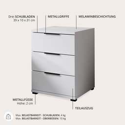 Schlafkontor Nachtkommode Smilla | Weiß