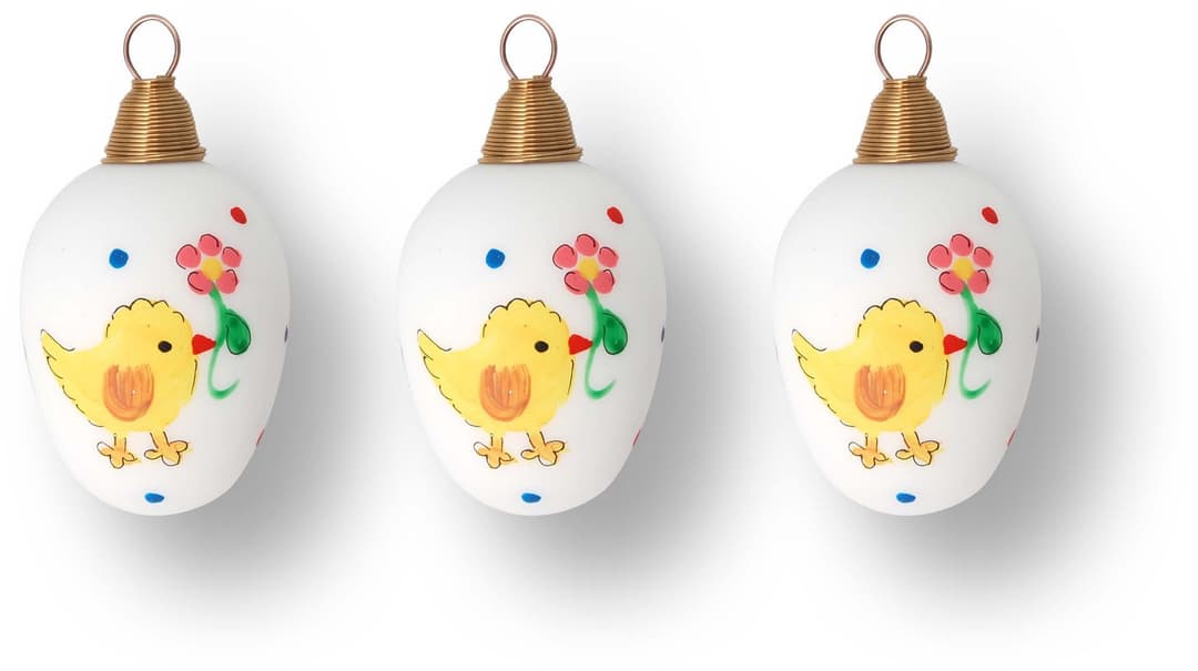 Krebs Glas Lauscha Osterei Küken mit Blume | Mehrfarbig