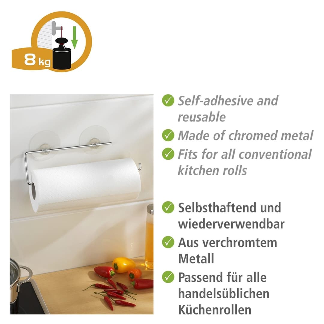 WENKO Wandrollenhalter Modell Static-Loc® | Silber