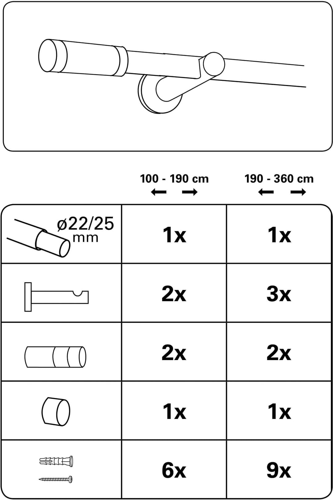GARDINIA Gardinenstange Set Metall | Silber