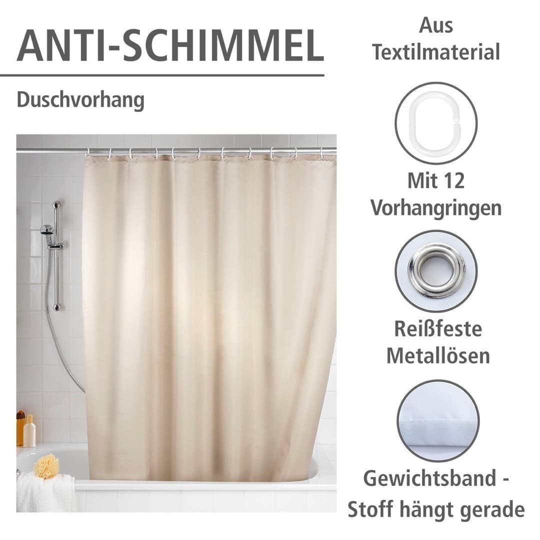 WENKO Duschvorhang Uni Beige | Beige