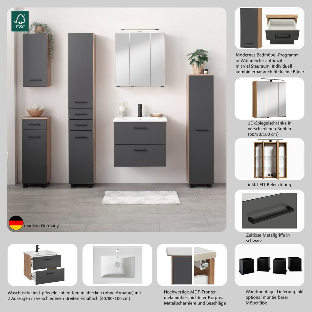 welltime Waschtisch Trento | Braun