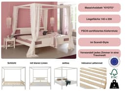 OTTO home Massivholzbett KYOTO Himmelbett | Weiß