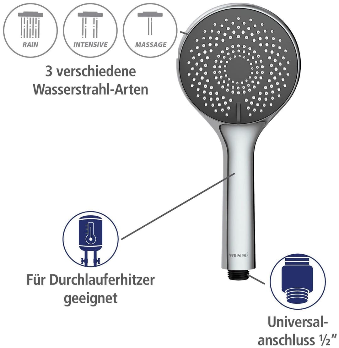 WENKO Handbrause Watersaving | Silber