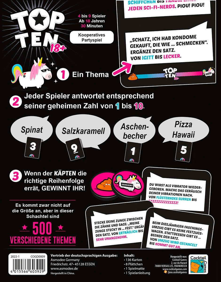 Asmodee Spiel Top Ten 18+ | Mehrfarbig