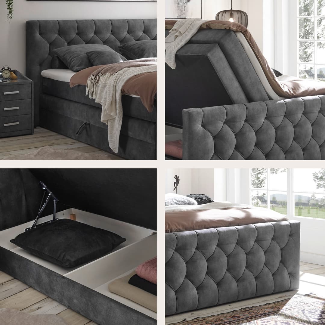 ED EXCITING DESIGN Boxspringbett "Cashfield" | Grau