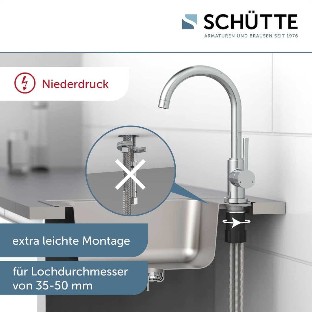 Schütte Cornwall Niederdruck Spültischarmatur | Silber