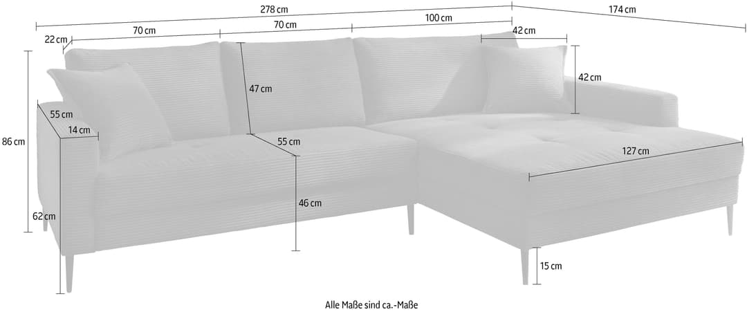 Trends by HG Ecksofa Summer L-Form | Grün