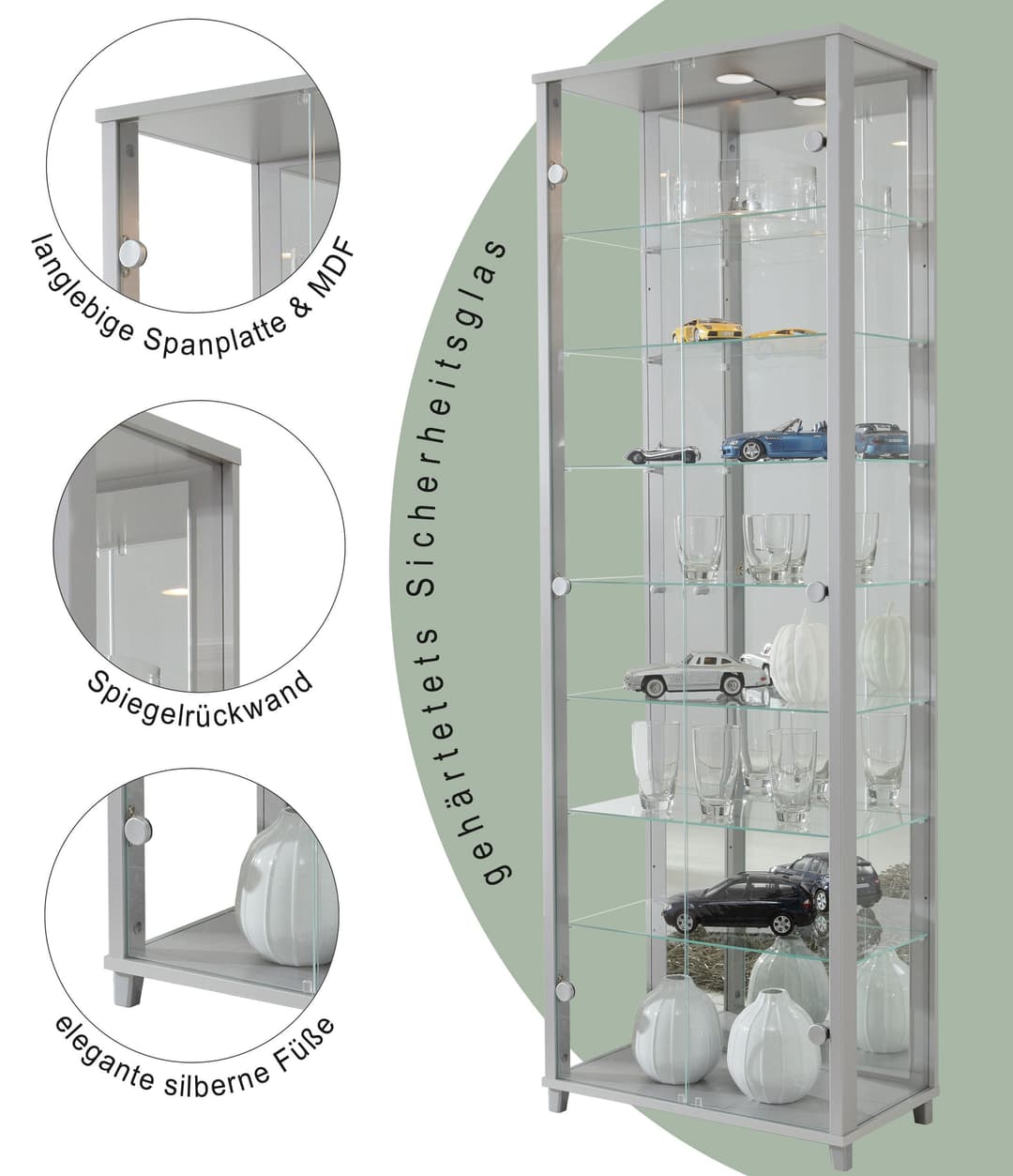 fif möbel Vitrine OPTIMA | Silber