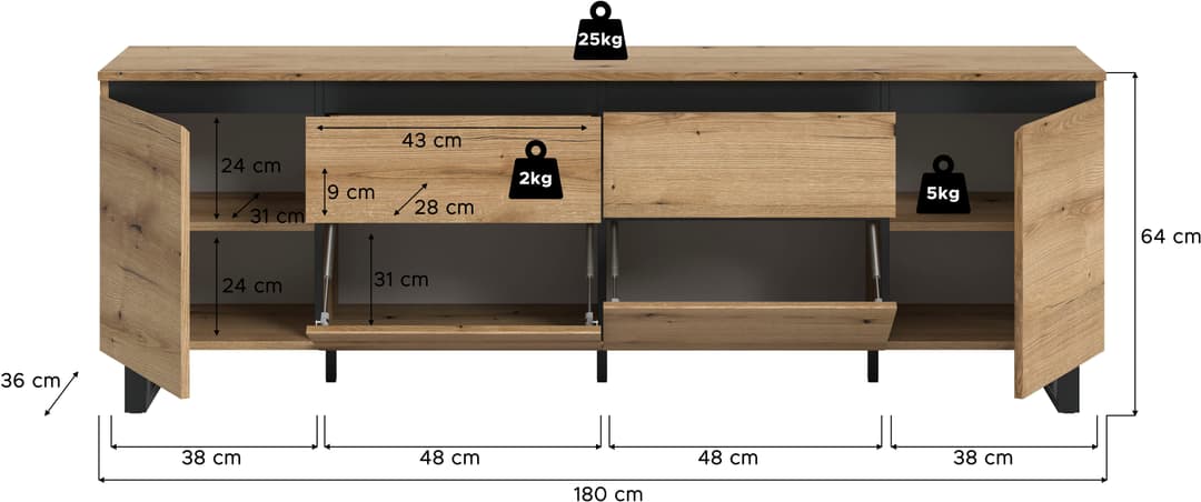 Home affaire Lowboard TOMA | Holztöne